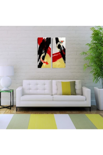 Ying Yang Iki Parça Canvas Tablo (30x70) - Resim 4