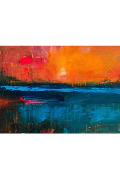 Turuncu Mavi Dekoratif Canvas Tablo (50x70) - 2