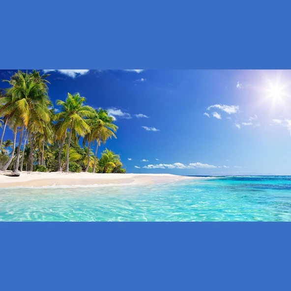 Palmiye Ağaçlı Ada Tablosu, Canvas Tablo 60x120 - Resim 2