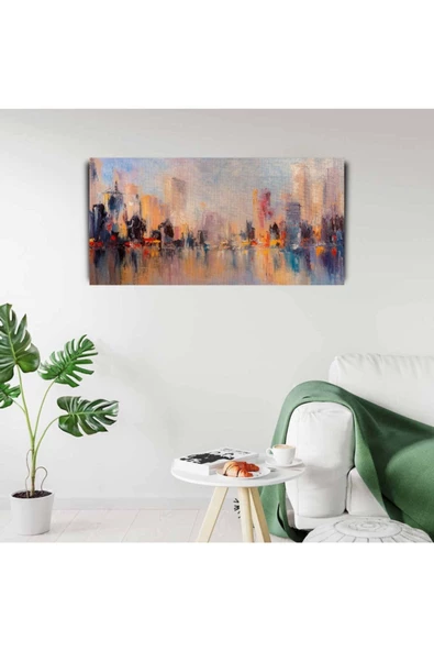 Renkli Kayıp Şehir Canvas Tablo (60x120) - Resim 3
