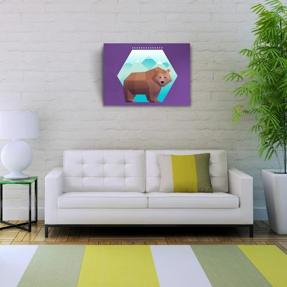 Boz Ayı Figürü Soyut Çalışma Kanvas Tablo 50 x 70 ürün görseli 1