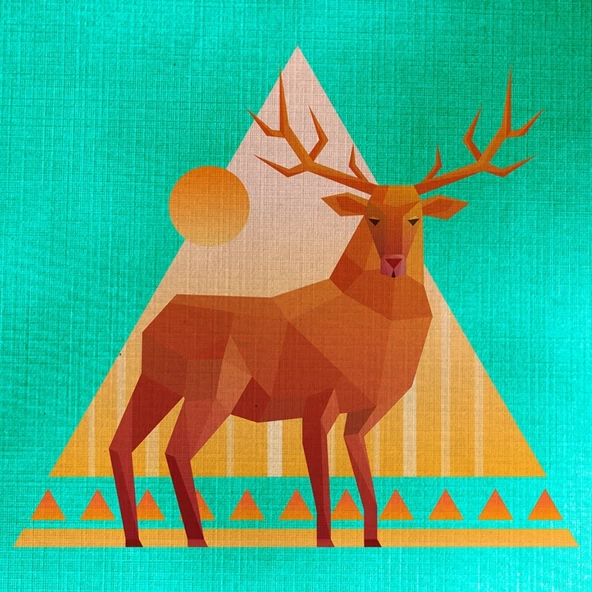 Geyik Figürü,  Soyut Çalışma Kanvas Tablo 50 x 70 - Resim 2