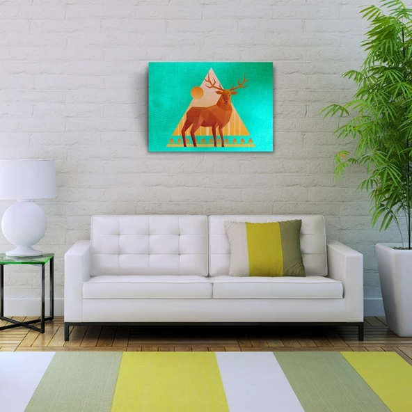 Geyik Figürü,  Soyut Çalışma Kanvas Tablo 50 x 70 - Resim 3