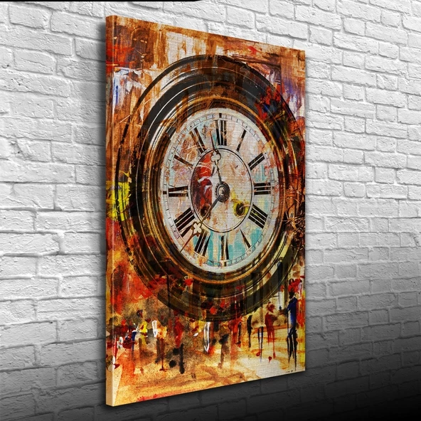 Duvar Saati , Pastel Renklerde Kanvas Tablo 50 x 70 ürün görseli 1