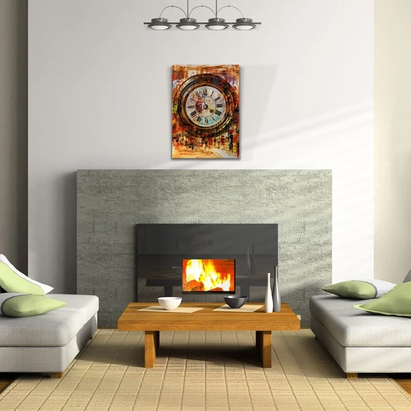 Duvar Saati , Pastel Renklerde Kanvas Tablo 50 x 70 - Resim 2