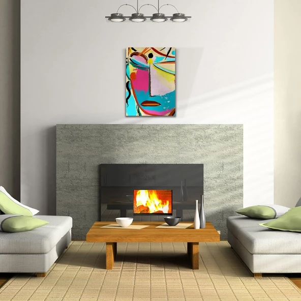 Soyut Kadın Portresi , Pastel Renklerde Kanvas Tablo 50 x 70 - Resim 2