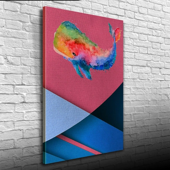 Soyut Balina , Pastel Renklerde Kanvas Tablo 50 x 70 - Resim 3
