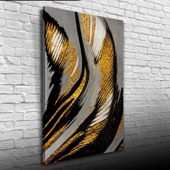 Gri ve Altın Rengi Dekoratif Kanvas Tablo 50 x 70 - 3