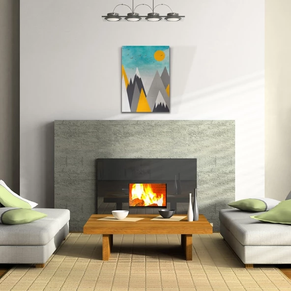 Soyut Günbatımı ,  Pastel Renklerde Kanvas Tablo 50 x 70 - 2