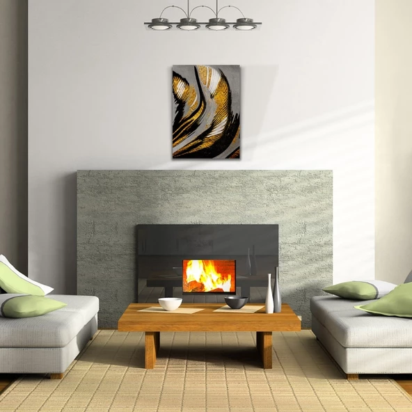 Gri ve Altın Rengi Dekoratif Kanvas Tablo 50 x 70 - 2
