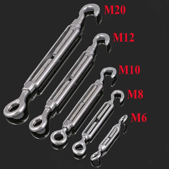 Çelik Kanca M6 Yük Halat Gerdirme Galvenizli Paslanmaz 5 ADET - 5