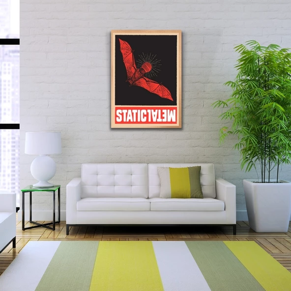 Kırmızı vre Siyah Tonlarda Yarasa Görselli Poster Kanvas Tablo 50 x 70 - Resim 2