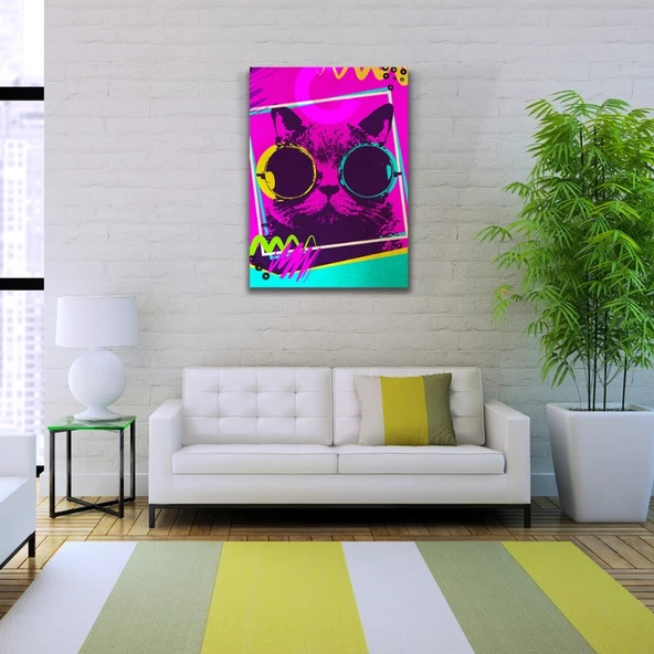 Pop Art Tarzı Eflatun Tonlarda Dekoratif Kanvas Tablo 50 x 70 - Resim 2