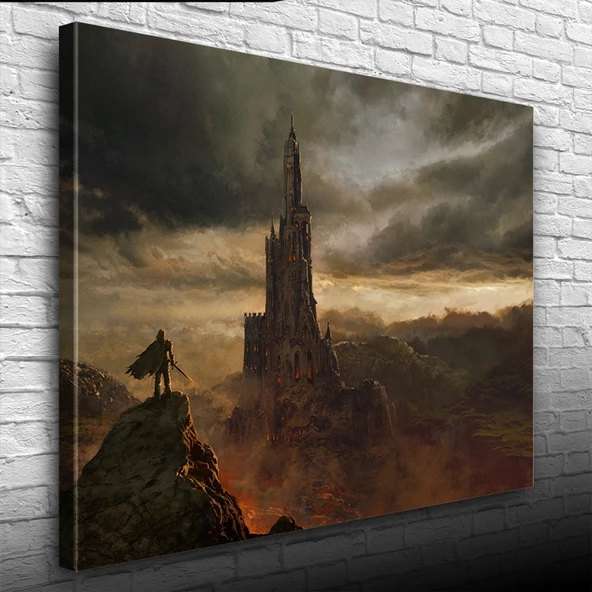 Fantastik Kayalıklara Oyulmuş Tarihi Kale Kanvas Tablo 50 x 70 - Resim 3