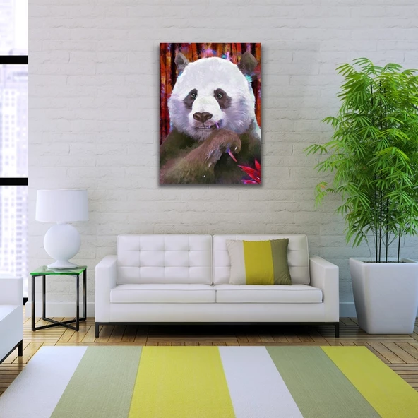 Suluboya Tekniğinde Panda Görseli Kanvas Tablo 50 x 70 - Resim 2