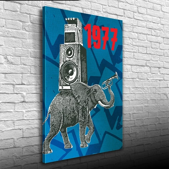 Mavi ve Gri Tonlarda Müzikal Afiş Kanvas Tablo 50 x 70 - Resim 3