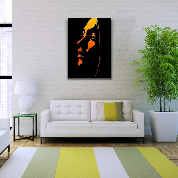 Kadın Silueti, Siyah Turuncu Tonlarda, Kanvas Tablo 50 x 70 - Resim 2