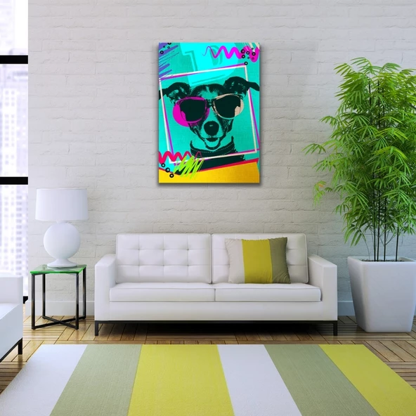 Pop Art Tarzı Turkuaz Tonlarda Dekoratif Kanvas Tablo 50 x 70 - Resim 2