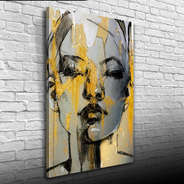 Dekoratif Karakalem Soyut Kadın Portresi Kanvas Tablo 50 x 70 - 2