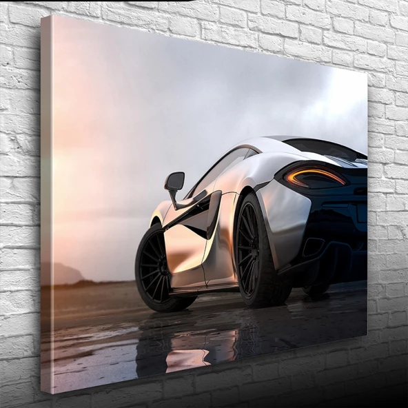 Gri Spor Araba Kanvas Tablo 50 x 70 - Resim 3