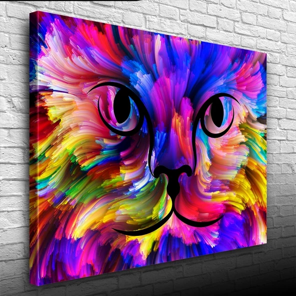 Renk Paletindeki Kedi Kanvas Tablo 50 x 70 - 3