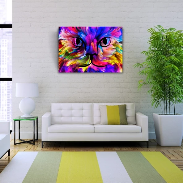 Renk Paletindeki Kedi Kanvas Tablo 50 x 70 - 2