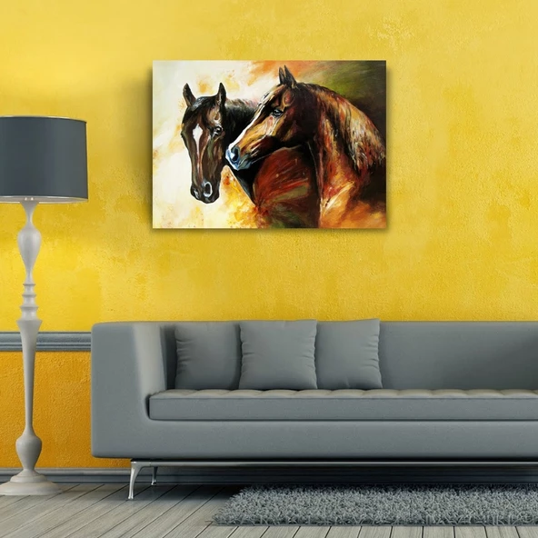İki At Yağlıboya Kanvas Tablo 50 x 70 - 2