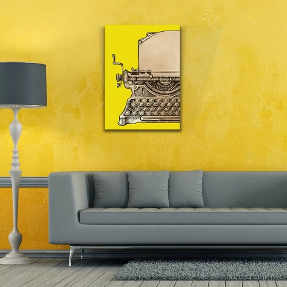 Sarı Zeminde Daktilo Kanvas Tablo 50 x 70 - Resim 2