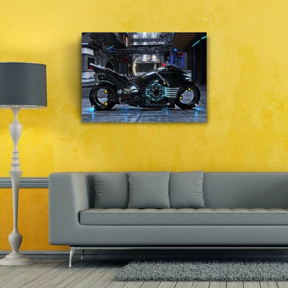 Siyah Futuristik Naked Motosiklet Kanvas Tablo 50 x 70 - 2