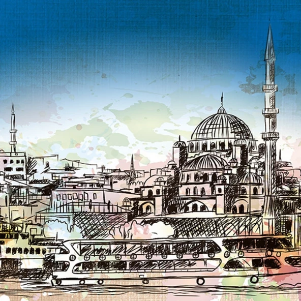 Boğazdan İstanbul Manzarası Kanvas Tablo 60 x 120 - Resim 2