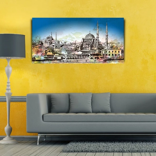 Boğazdan İstanbul Manzarası Kanvas Tablo 60 x 120 - Resim 3