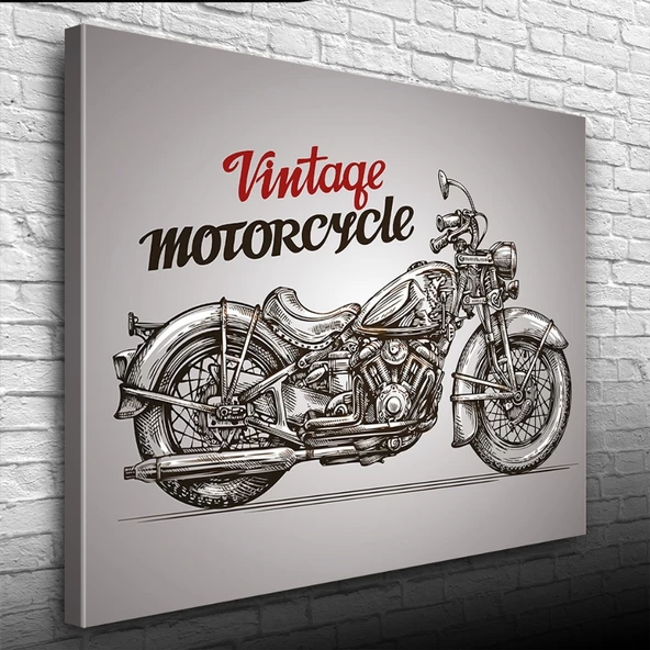 Vintage Motorcycle Poster Kanvas Tablo 50 x 70 - Resim 3