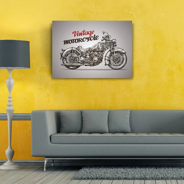 Vintage Motorcycle Poster Kanvas Tablo 50 x 70 - Resim 2