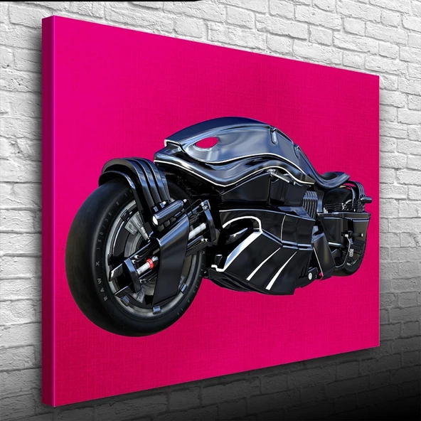 Siyah Spor Futuristik Motosiklet Kanvas Tablo 50 x 70 - Resim 3