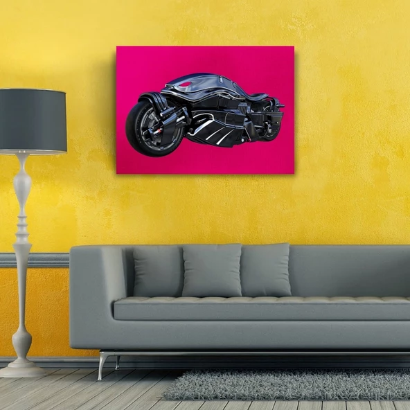 Siyah Spor Futuristik Motosiklet Kanvas Tablo 50 x 70 - Resim 2