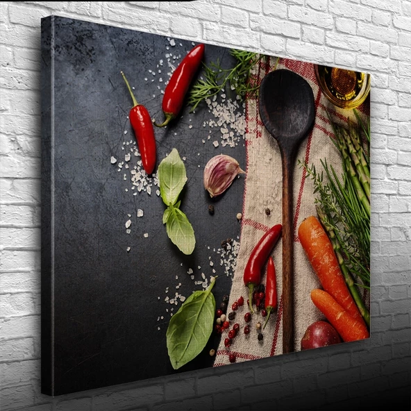 Mutfak Masasındaki Sebzeler Kanvas Tablo 50 x 70 - Resim 3