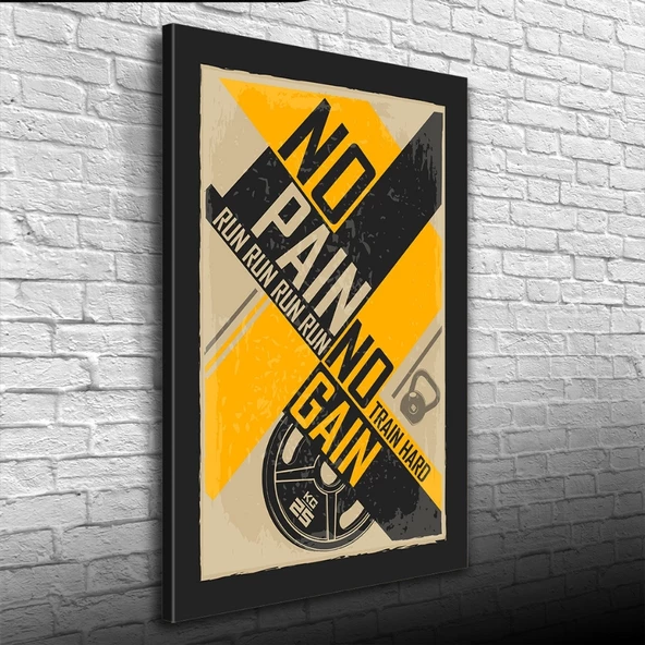 No Pain No Gain Sarı Siyah  Poster Kanvas Tablo 50 x 70 - Resim 3
