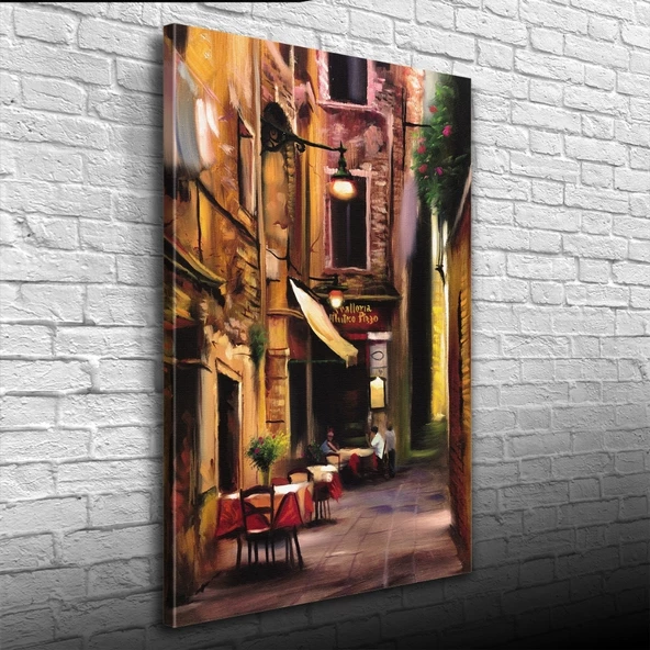 İtalya Pizza Dükkanı Kanvas Tablo 50 x 70 - Resim 3