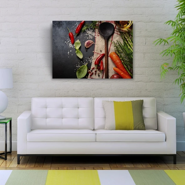 Mutfak Masasındaki Sebzeler Kanvas Tablo 50 x 70 - Resim 2
