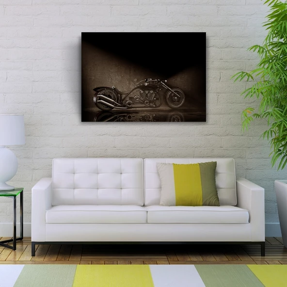 Siyah  Chopper Concept Motosiklet Kanvas Tablo 50 x 70 - Resim 2