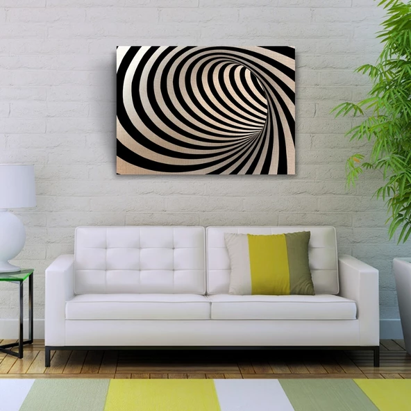 Siyah Beyaz Çizgili Kanvas Tablo 50 x 70 - Resim 2