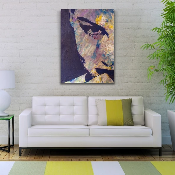 Yağlıboya Kadın Portre Gri Tonlarda Kanvas Tablo 50 x 70 - Resim 2