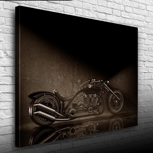 Siyah  Chopper Concept Motosiklet Kanvas Tablo 50 x 70 - Resim 3