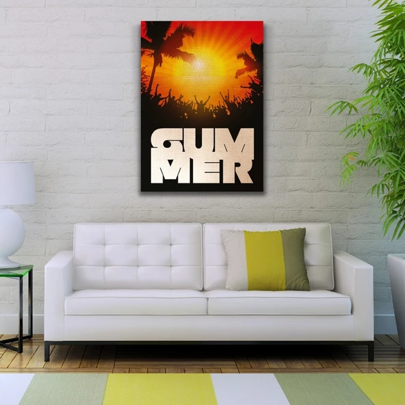 Turuncu ve Siyah Tonlarda Summer Afiş Görseli Kanvas Tablo 50 x 70 - 2