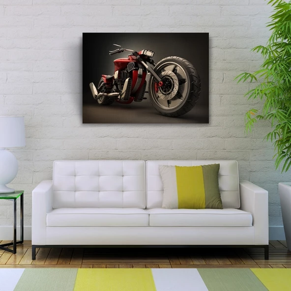Kırmızı Concept Motosiklet Kanvas Tablo 50 x 70 - Resim 2