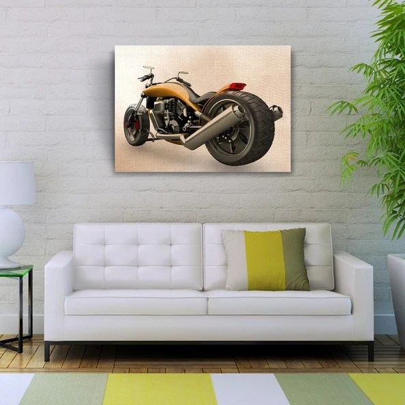 Futuristik  Concept Kahverengi Motosiklet Kanvas Tablo 50 x 70 - Resim 2