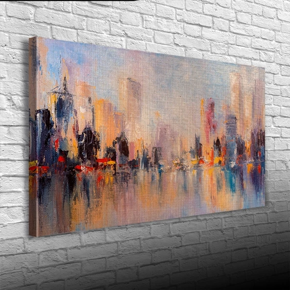 Suya aksetmiş Şehir Silueti Kanvas Tablo 60 x 120 - Resim 3