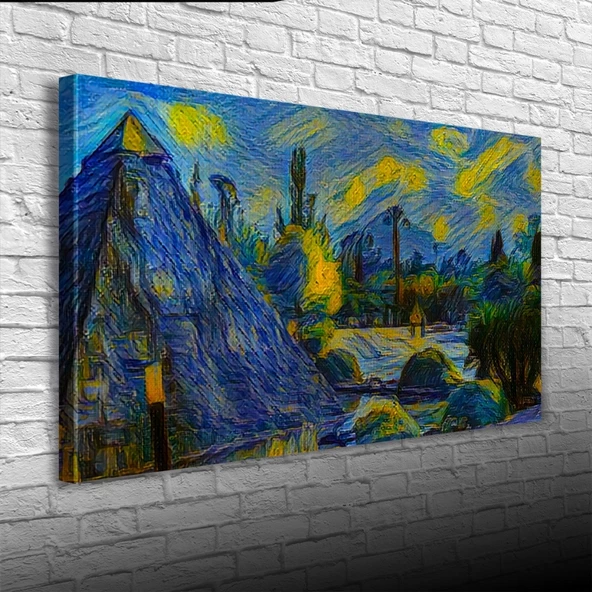 Mavi Tonlarda Doğa Manzarası Kanvas Tablo 60 x 120 - Resim 3