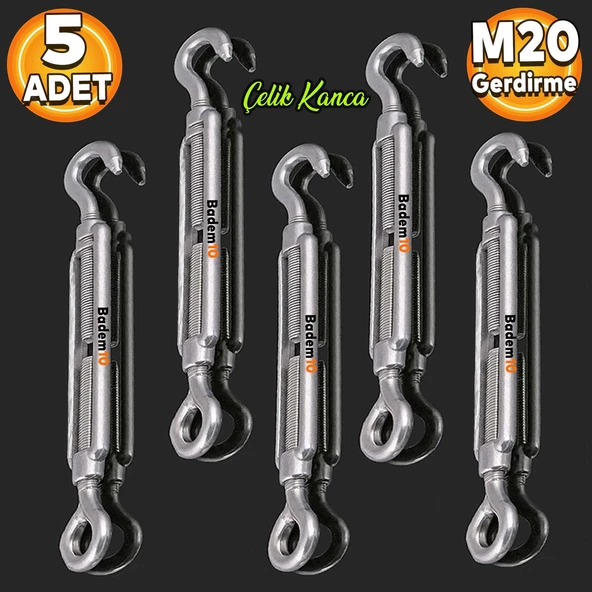 Çelik Kanca M20 Yük Halat Gerdirme Galvenizli Paslanmaz 5 ADET ürün görseli