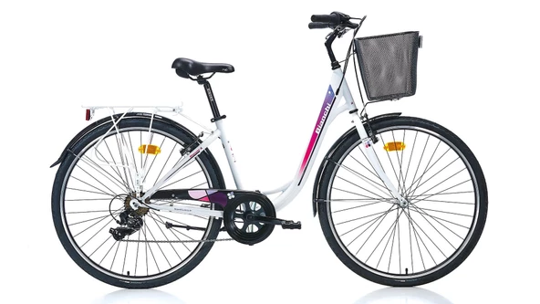 Bianchi Rainbow 28 V Fren 7 Vites 28 Jant Şehir Bisikleti Beyaz Mor Fuşya 43 Kadro